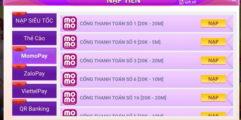 Nạp tiền 92lottery – Hướng dẫn đầy đủ, chi tiết cho cược thủ 3 Nạp tiền qua ví điện tử tiện lợi